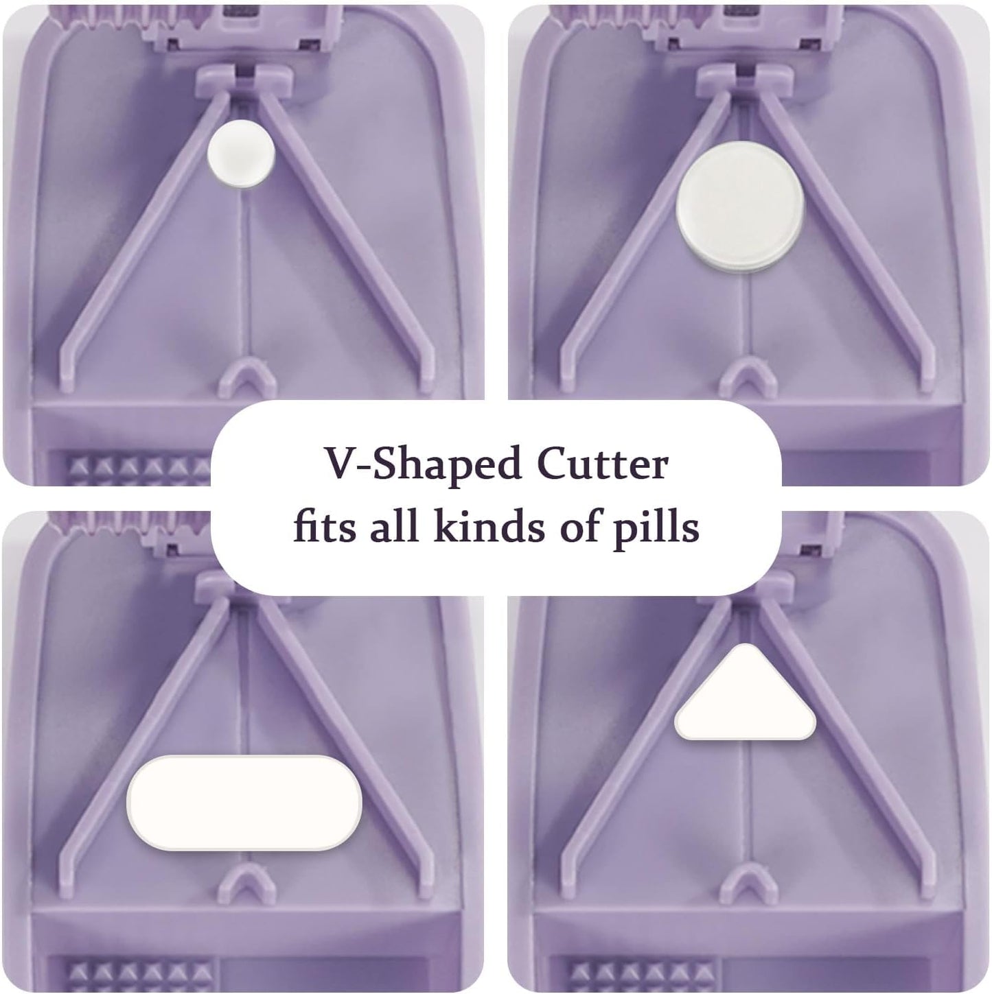 ColeMela Pill Cutter Splitter for Small and Tiny Pills, or Large Pills. V-Shaped Design for Multiple Sizes. Safety Blade Guard. Loss-Proof Built-in Small Brush & Sliding Door Pill Storage